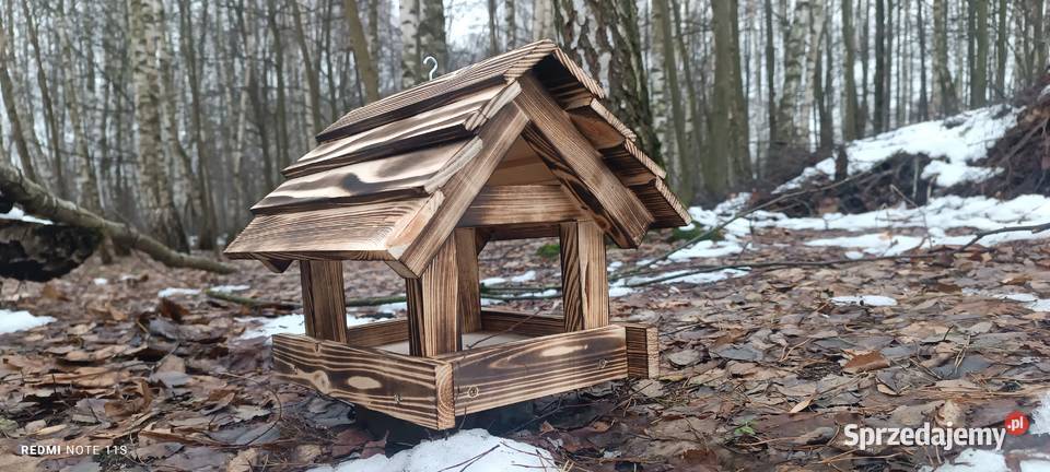Karmnik ptaków drewniany opalany Dekoracje ogrodowe podkarpackie