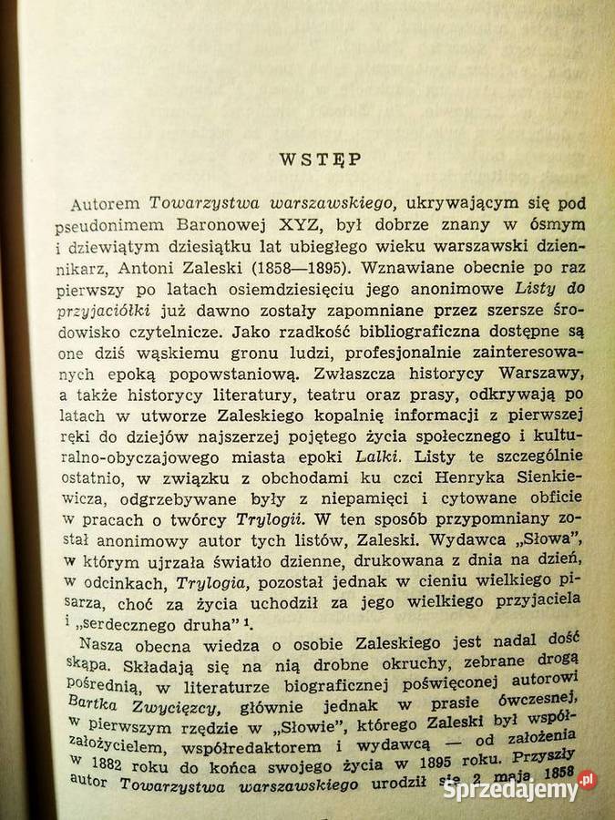 Zaleski Towarzystwo Warszawskie książki Warszawa