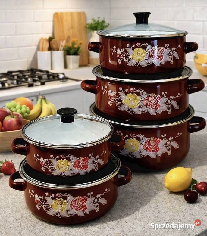 PROMOCJA 99 Garnki emaliowane brązowe sprzedam