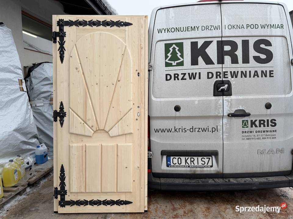 DRZWI ZEWNĘTRZNE ŚWIERKOWE dostępne ręki 75mm Małe Ciche sprzedam