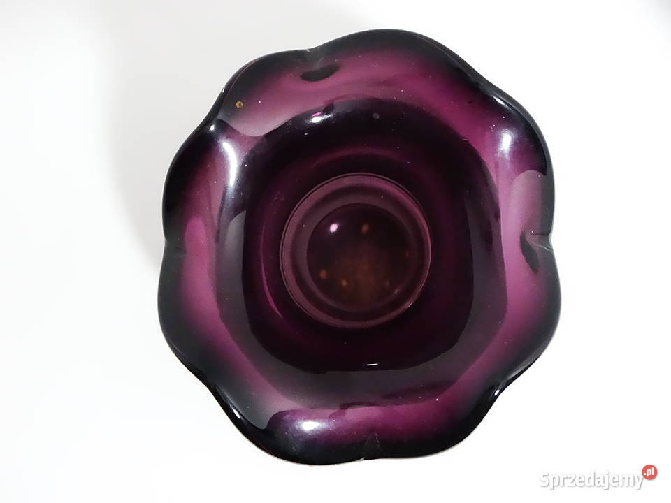 Wazon dekoracyjny z fioletowego szkła ręcznie lubelskie Biłgoraj sprzedam