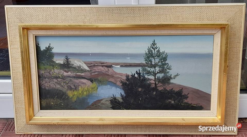 Tage Rudolf Ahlm Pejzaż morski cenny obraz