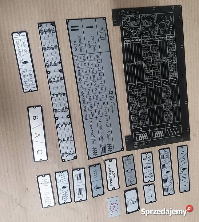 Tabliczki znamionowe do tokarki TUD50 Katowice