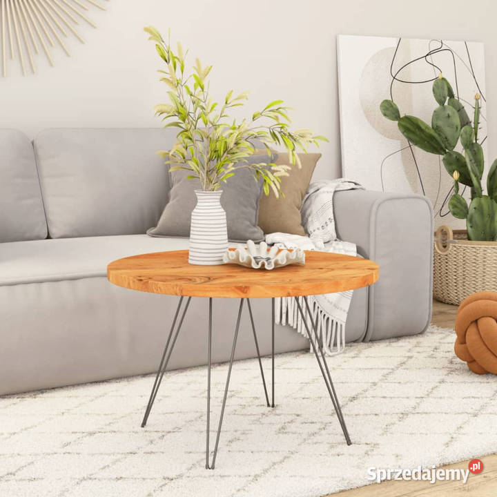 Blat do stolika 70x38 okrągły lite drewno