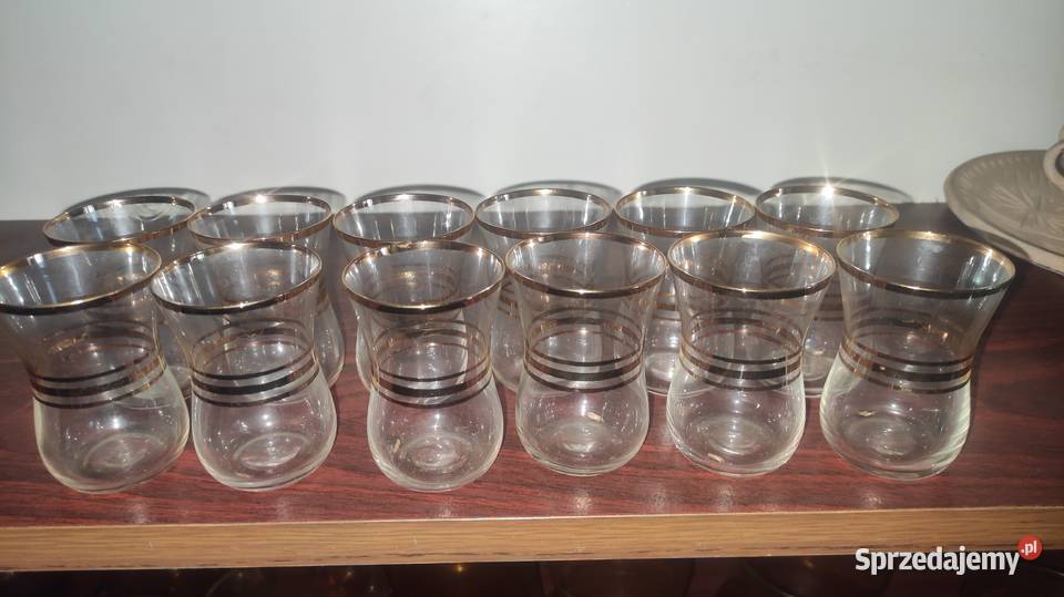 Pozłacane kieliszki literatki PRL Koronowo