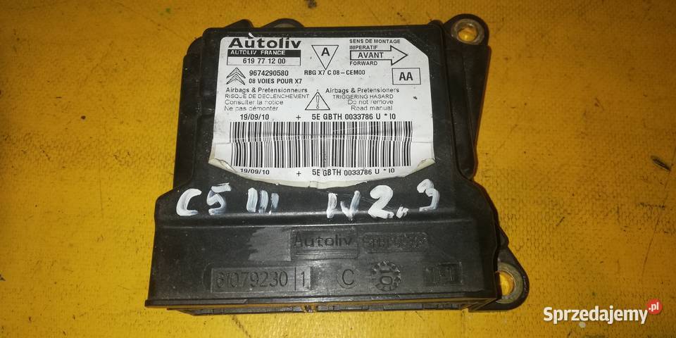 sensor moduł poduszek 9674290580 Citroen C5 III łódzkie Piotrków Trybunalski