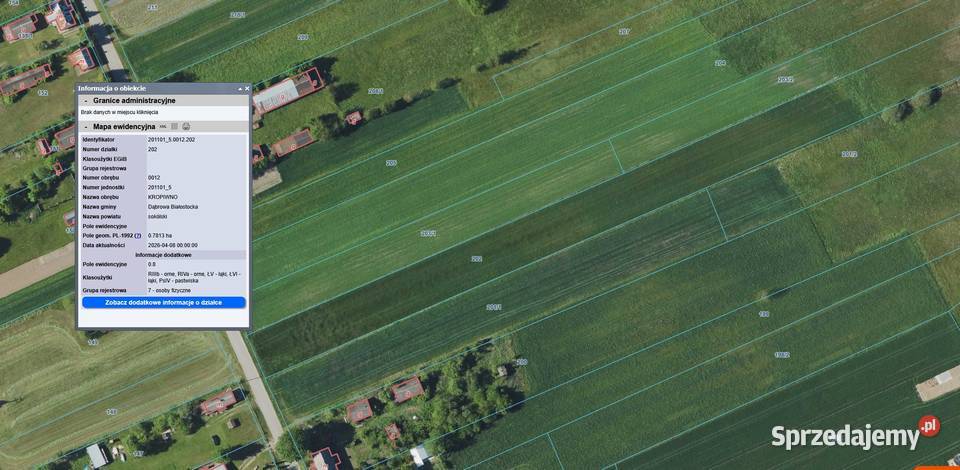 Działka rolna Kropiwno podlaskie