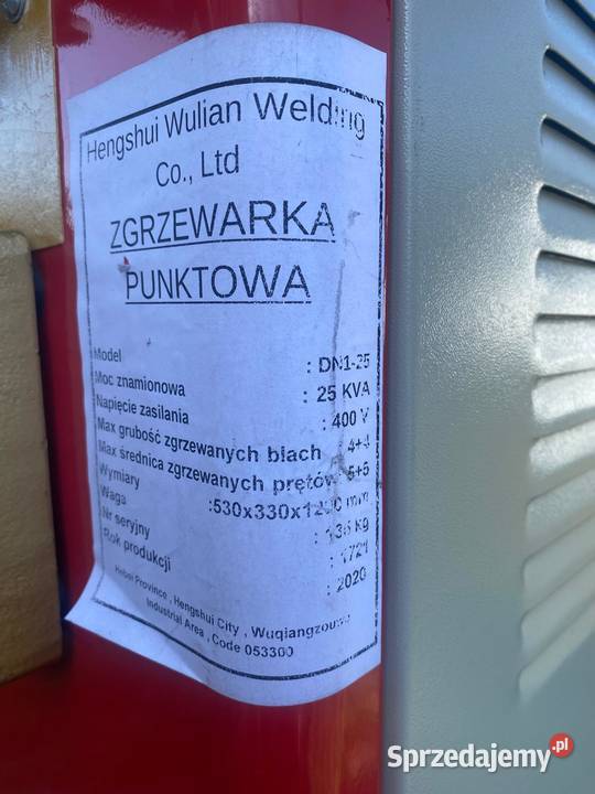 Zgrzewarka punktowa do blach prętów 25 kVA NIE