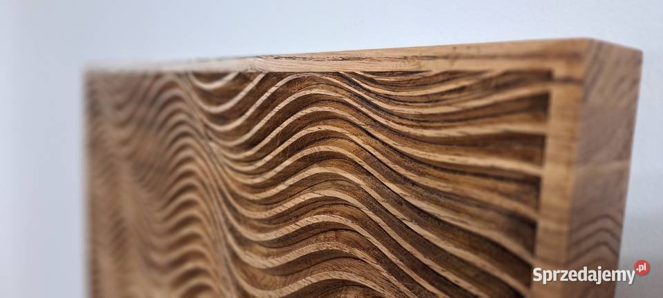 Sztuka optyczna płaskorzeźba w dębie panel Malechowo