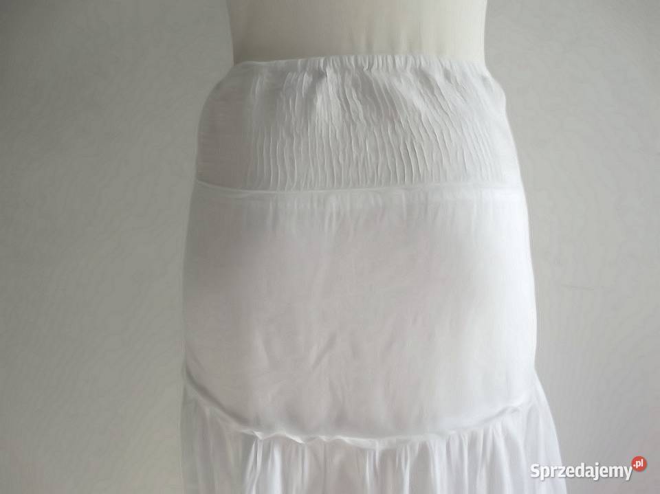 Spódnica Biała w stylu Boho Bawełniana Zdobiona Łomża