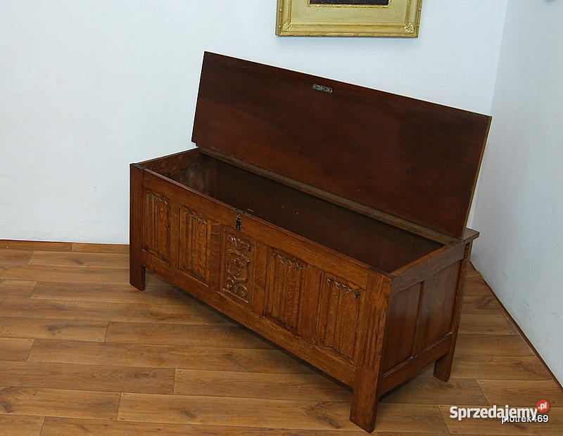 SOLIDNY DUŻY DĘBOWY KUFER SKRZYNIA SZAFKA DĄB