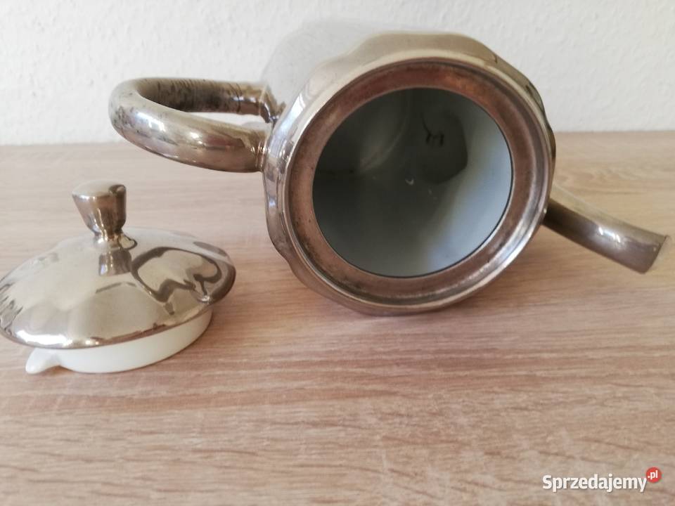 Srebrzona porcelana dzbanek antyk Gorlice