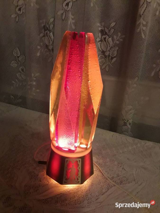 Lampka nocna kryształy lampa stołowa brązowa PRL łódzkie Piotrków Trybunalski