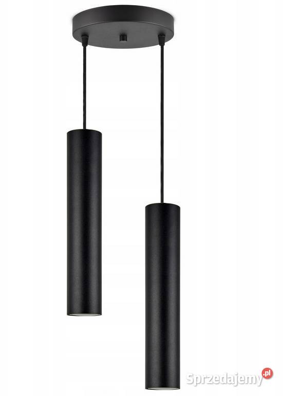 LAMPA WISZĄCA ŻYRANDOL TUBA podwójna Czarna na