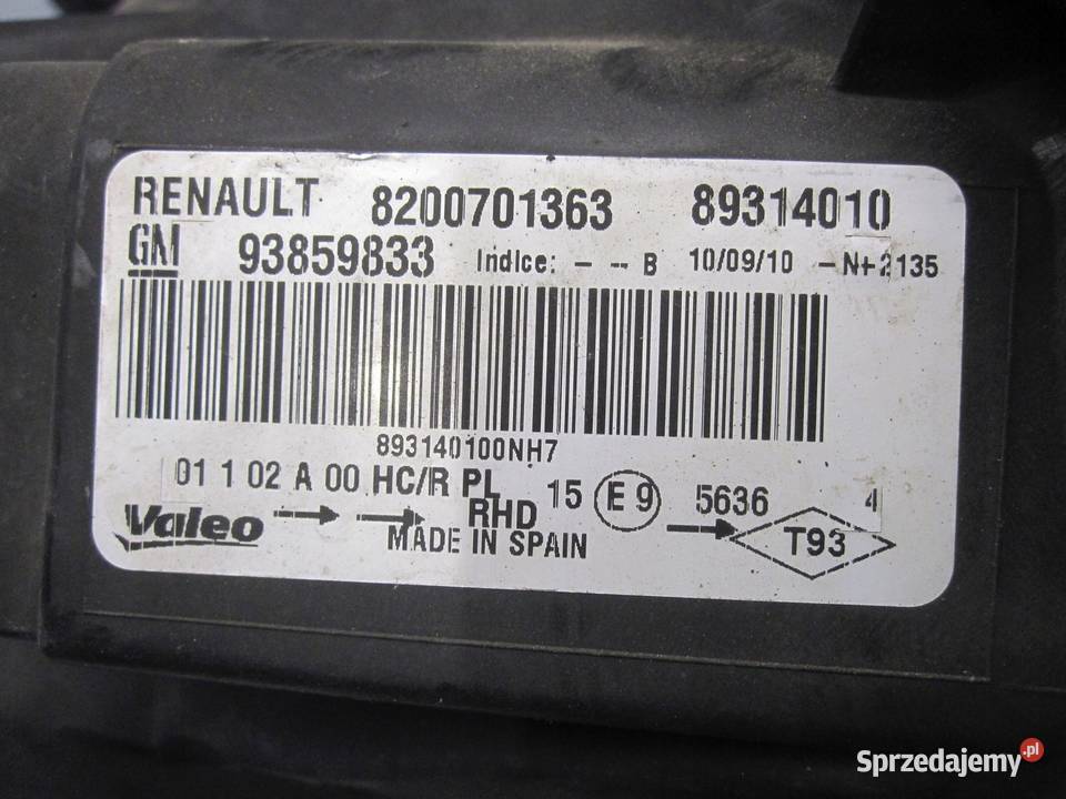 OPEL VIVARO A LIFT 11r lampa lewa przód 93859833 osobowe Oświetlenie świętokrzyskie Kielce