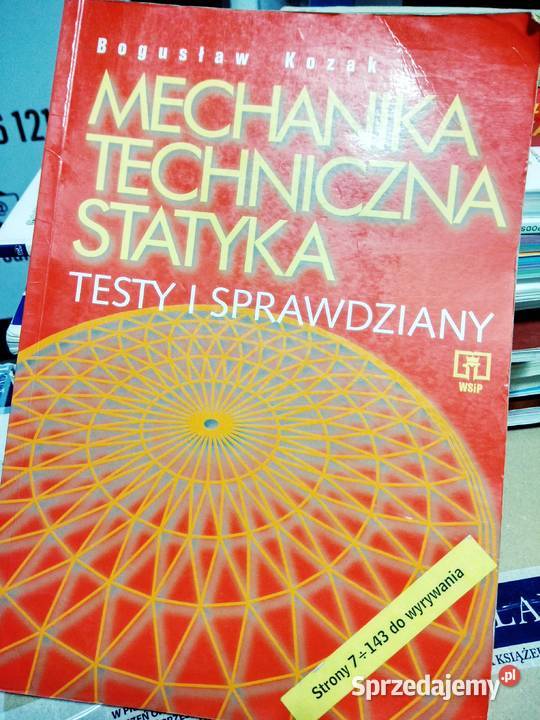 Mechanika techniczna statyka testy Kozak Antykwariat Warszawa
