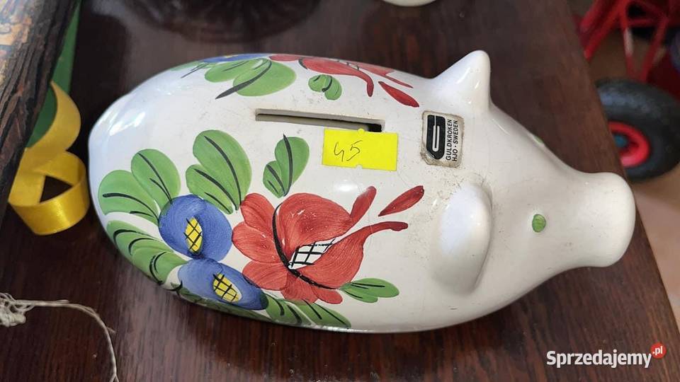 Skarbonka świnka Największa w kwiatki Sygnowana Gdańsk