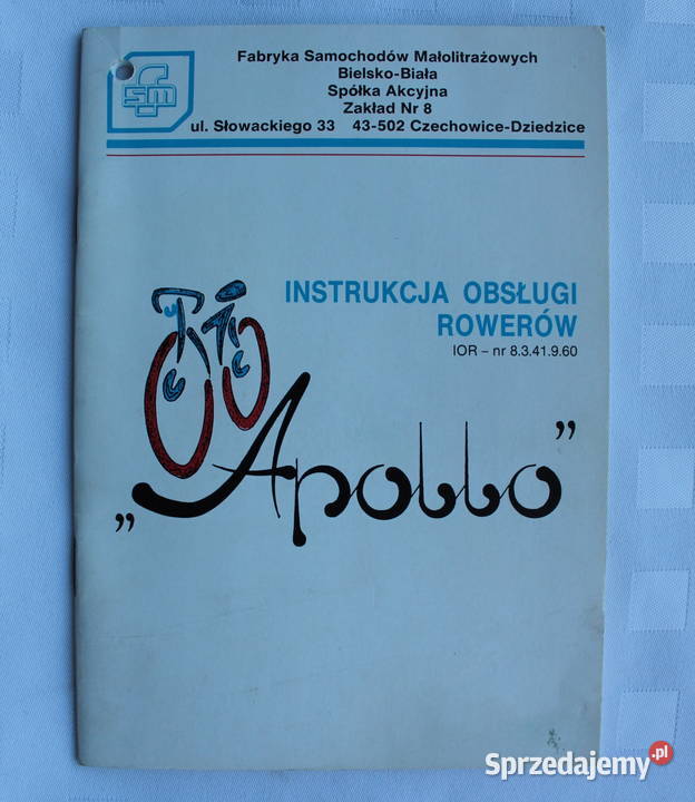 Instrukcja Obsługi Rowerów Rower Apollo FSM Bielsko-Biała sprzedam