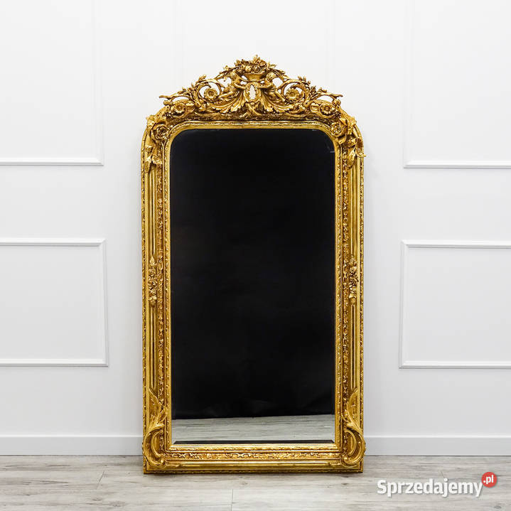 DEKORACYJNE LUSTRO w ZŁOTEJ ramie DEKOR LUSTRO żółty Kalisz