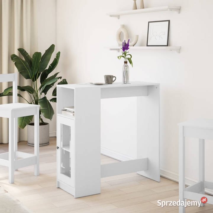 Stolik barowy z przegrodami biały 101x40x1035