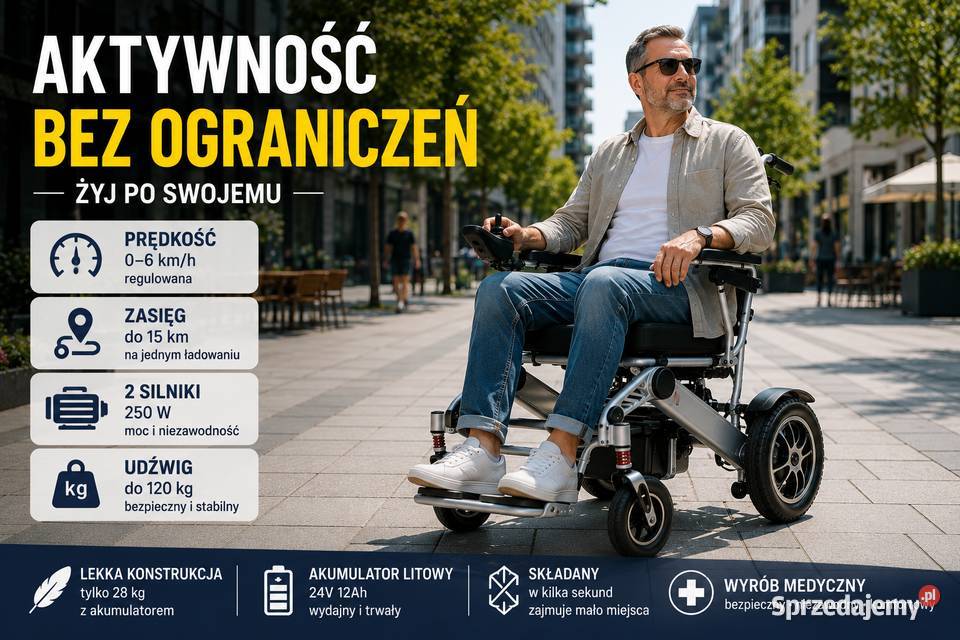 Elektryczny wózek lekki i składany Możliwość Sprzęt rehabilitacyjny i ortopedyczny Wołomin