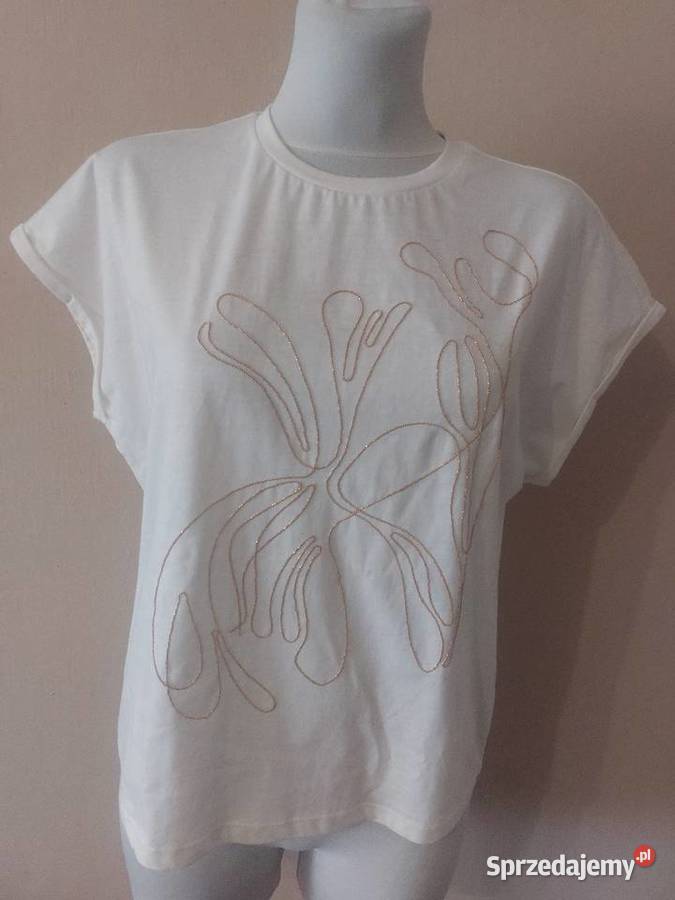 Tshirt bawełniany że złotym zdobieniem marki Topy i koszulki Kobyłka