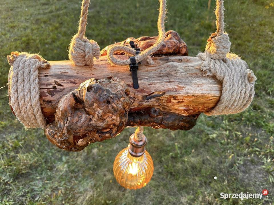 Lampa wisząca z czagi unikatowe rękodzieło Lubasz sprzedam