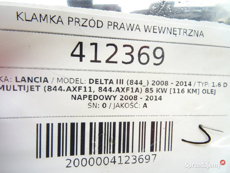 KLAMKA PRZÓD PRAWA WEWNĘTRZNA LANCIA DELTA III