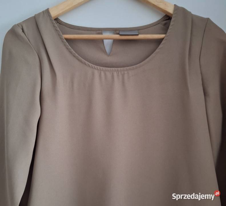 Elegancka beżowa brązowa bluzka z długim rękawem Rozmiar 36(S) Kraków