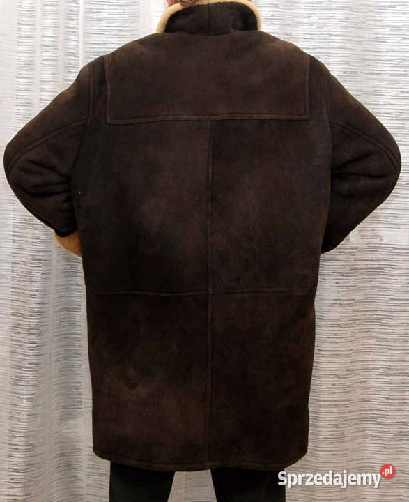 Męski brązowy płaszcz ze owczej skóry gruba Warszawa