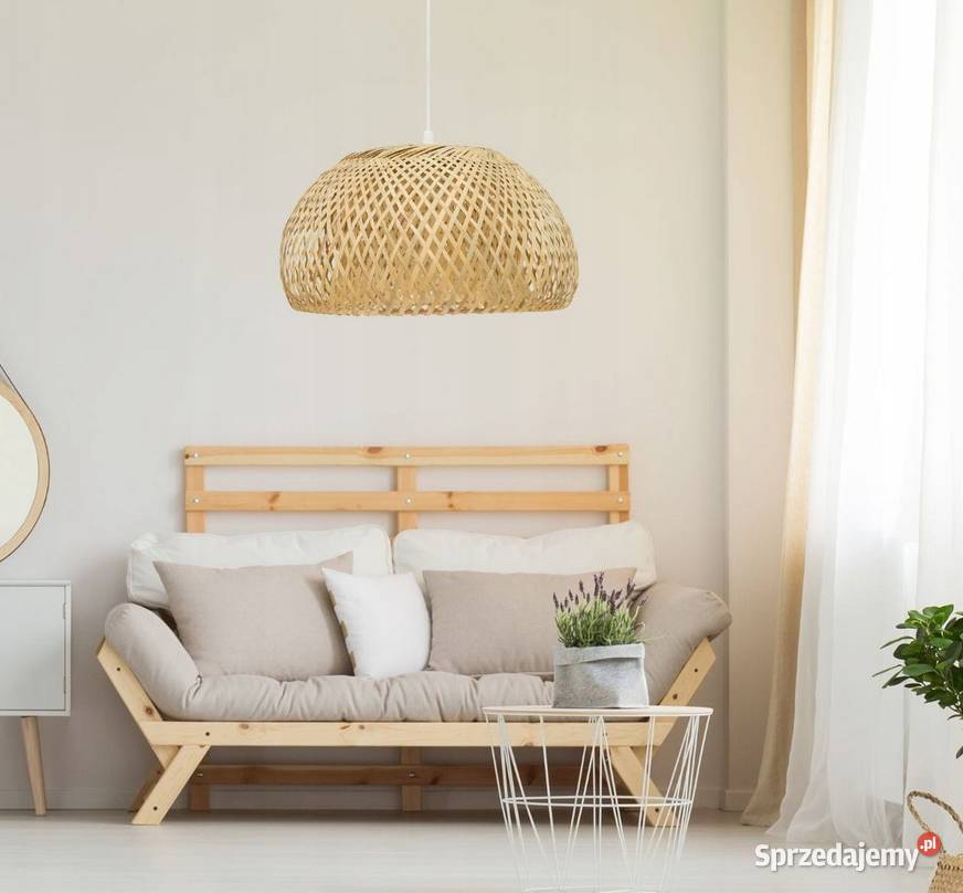 LAMPA WISZĄCA BOHO BAMBUSOWA PLECIONA 45x25