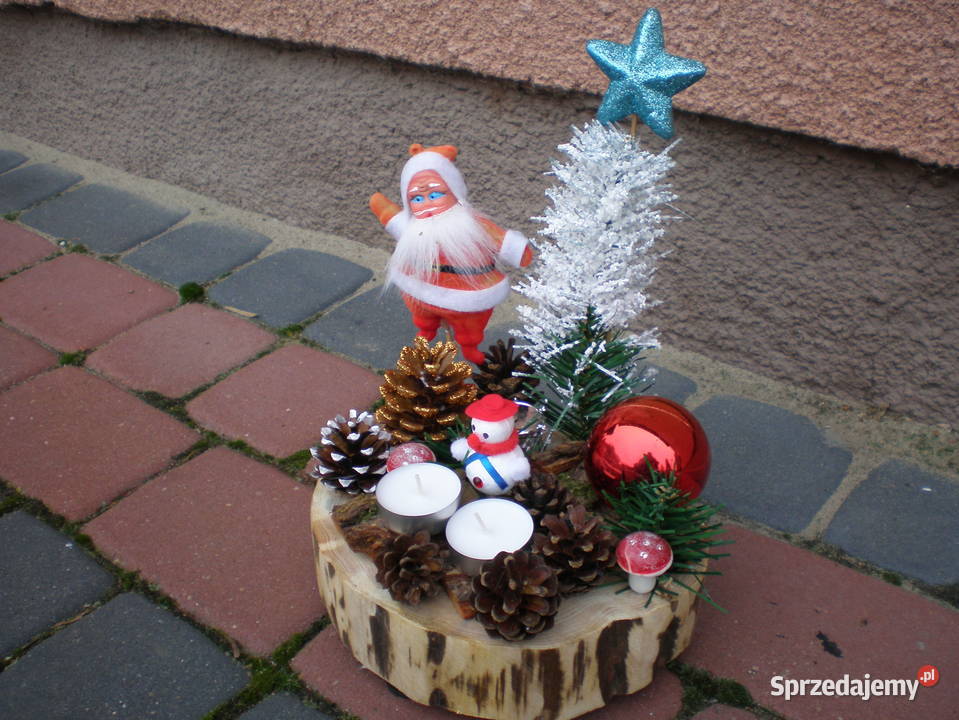 Stroik Bożonarodzeniowy na plastrze drewna Dom i Ogród Siedlce