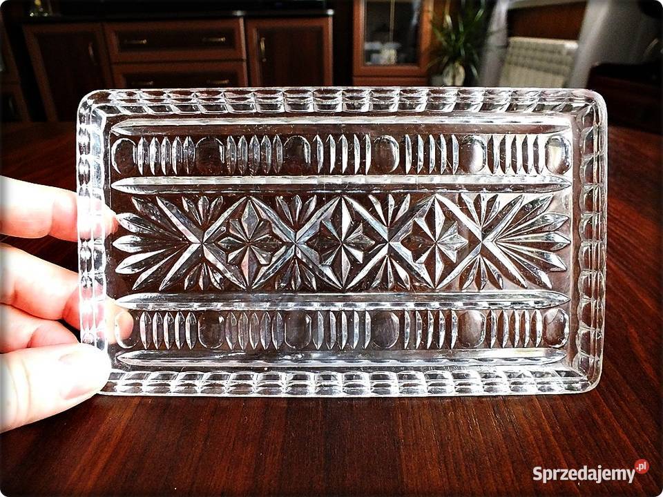 Mała Taca kryształowa na kieliszki przyprawy z