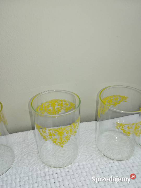 kieliszki komplet białe szkło z wzorkiem 6 sztuk Gdańsk sprzedam