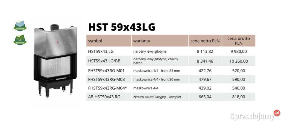 HITZE HST 5943LG Wkład kominkowy
