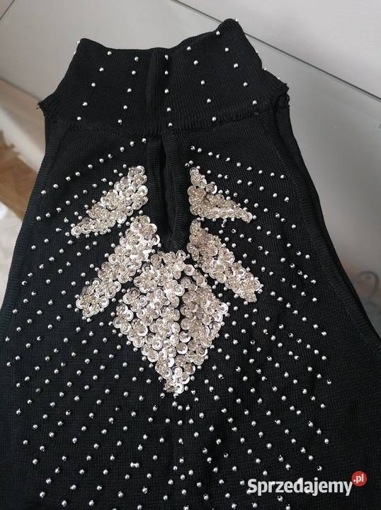 NOWY ELEGANCKI CZARNY TOP Z PÓŁGOLFEM CEKINY czarny Łódź sprzedam