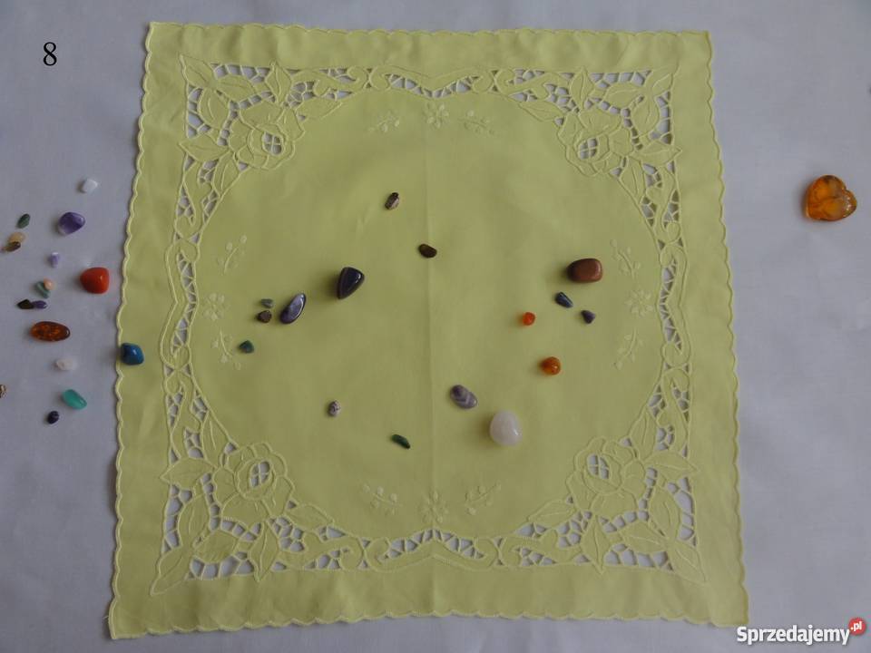 Serwetki kolorowe jasno żółte wyszywane haft lubelskie Lublin sprzedam