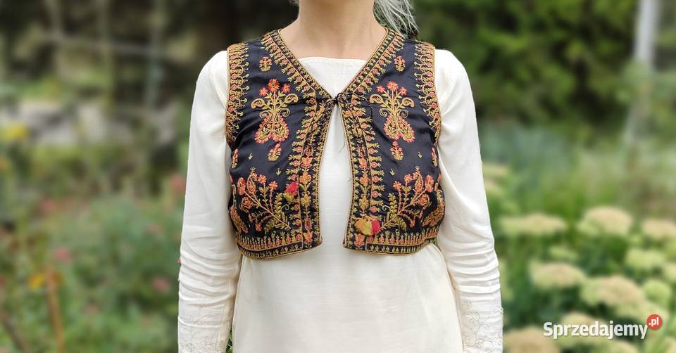 Czarna kamizelka bolerko gorset S 36 etno folk Szczecin