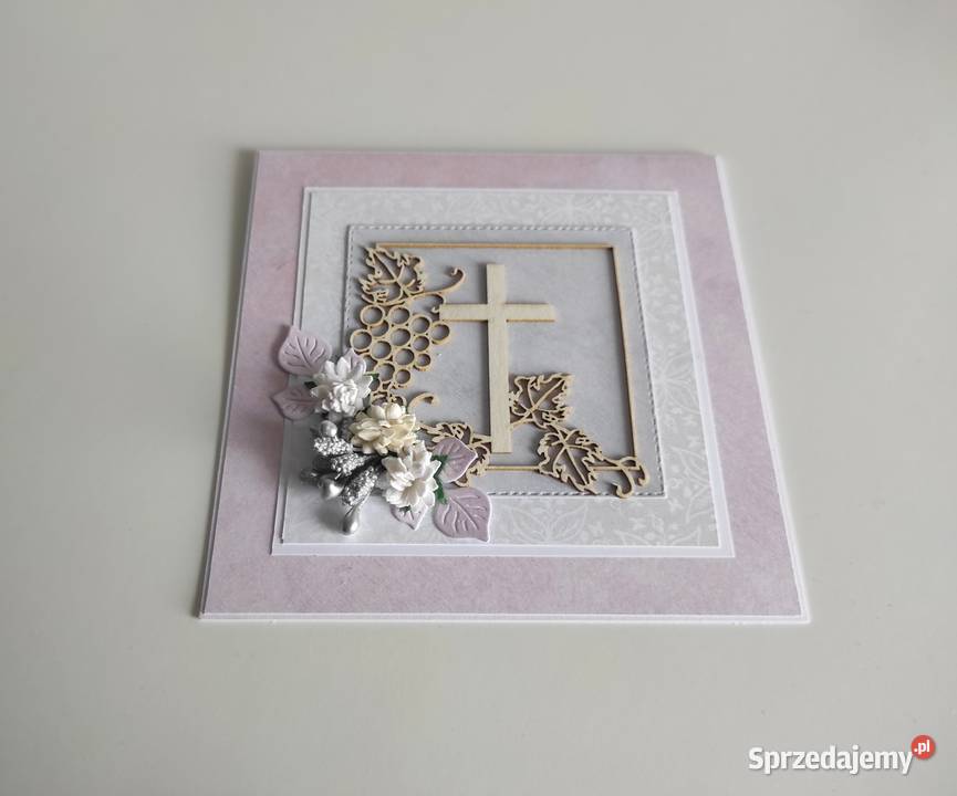 Kartka ręcznie robiona Komunia Święta handmade Łódź