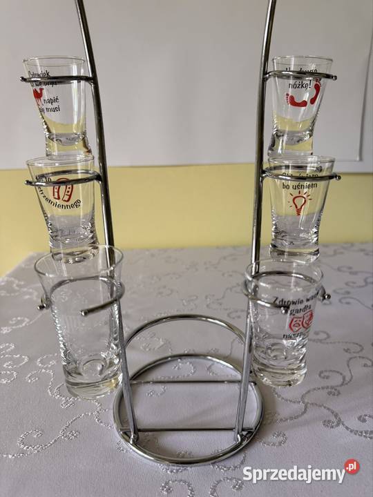 Zestaw Kieliszków do Shotów Metalowy Stojak 6