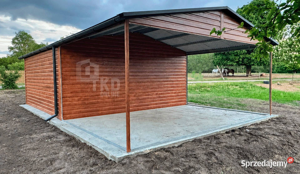 Garaz blaszany 5x6 m wiata 5x3 m brama drzwi 2x warmińsko-mazurskie