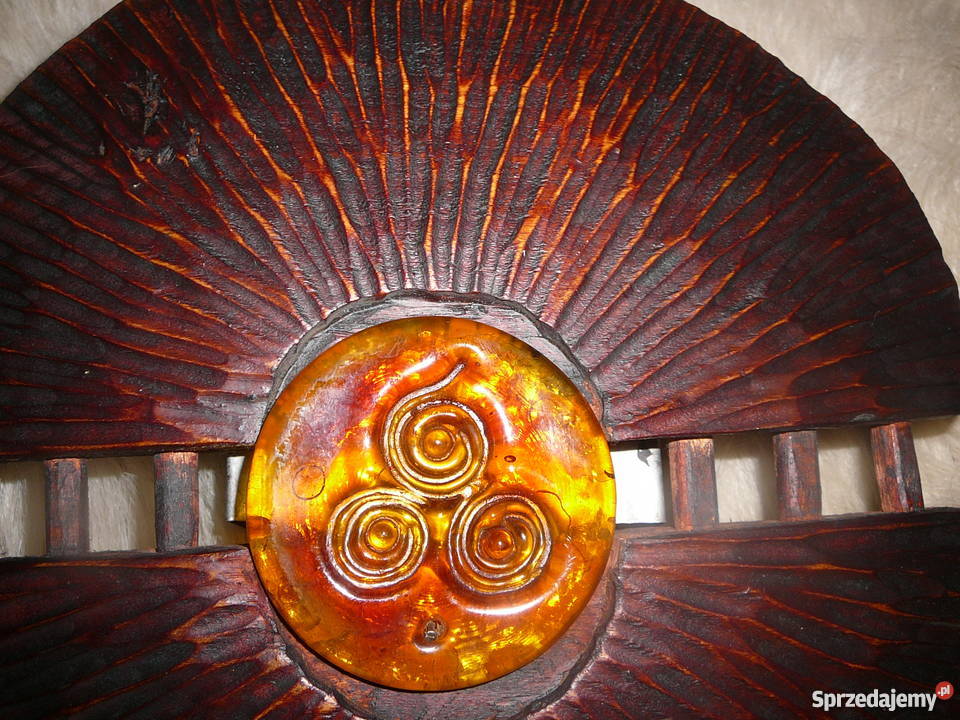 Lampa drewno duża rzeźbiona ścienna rzeźba ze inny kolor