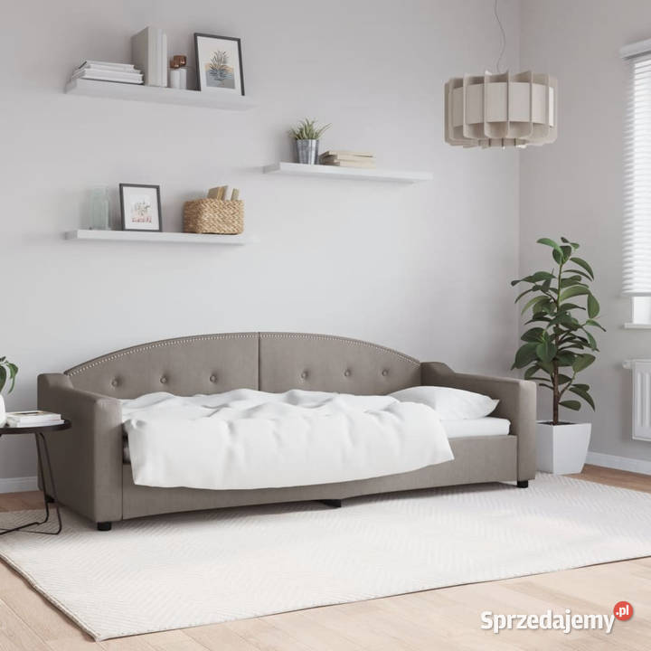 Sofa z funkcją spania kolor taupe obite tkaniną Łóżka Warszawa