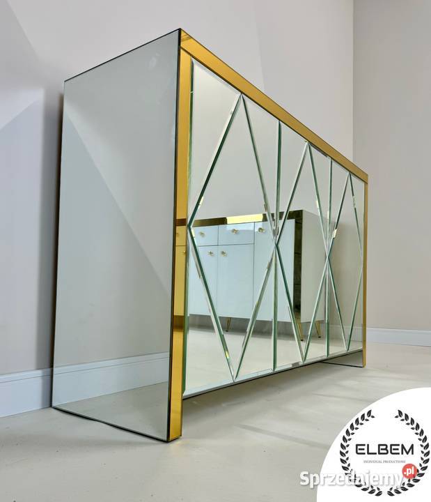 Komoda szklana biała złota ramka Glamour mazowieckie