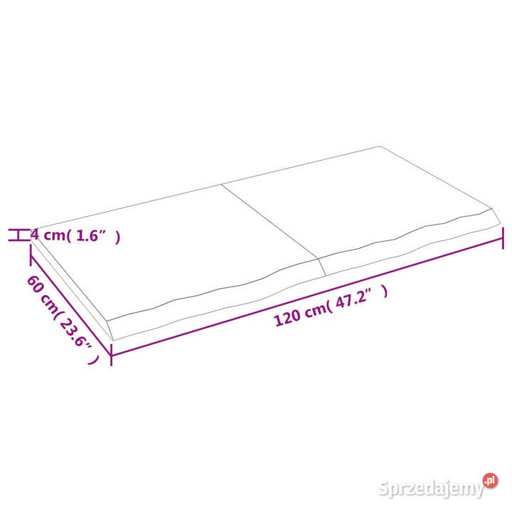 Półka brązowa 120x60x24 lakierowane lite drewno