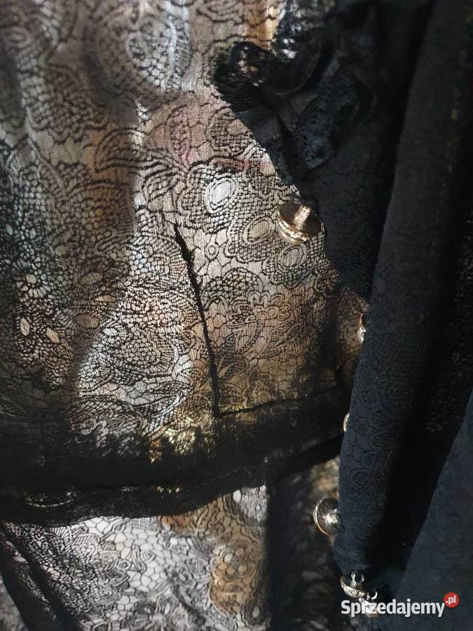 Vintage bluzka z koronka z dekoltem Bluzki i koszule