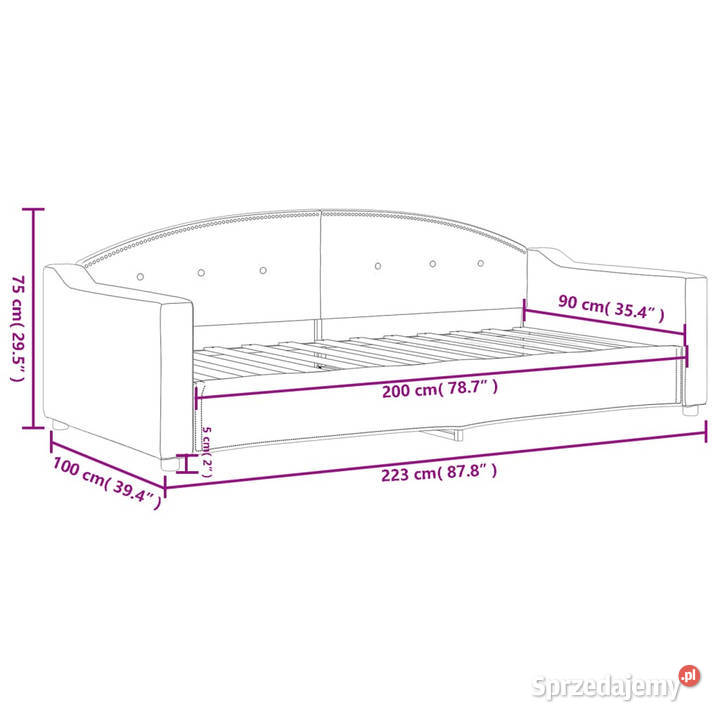 Sofa z funkcją spania kolor taupe obita tkaniną Warszawa