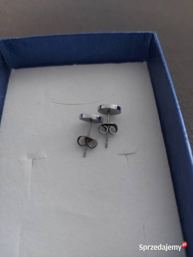 Kolczyki wkrętki stal szlachetna czarne oczko Olkusz