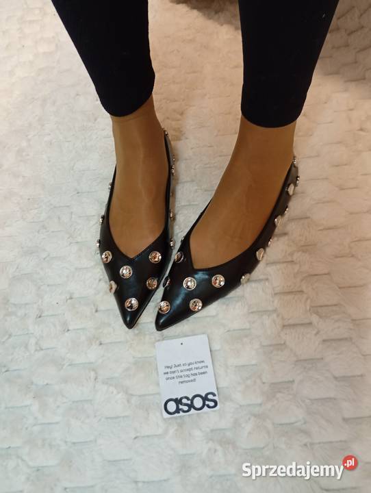 40 ASOS Design czarne bogato zdobione baleriny z małopolskie Kraków