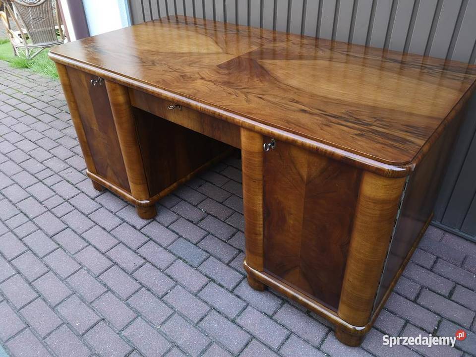 Biurko ARTDECO Orzech Stare Antyk Dwustronne wielkopolskie Swarzędz